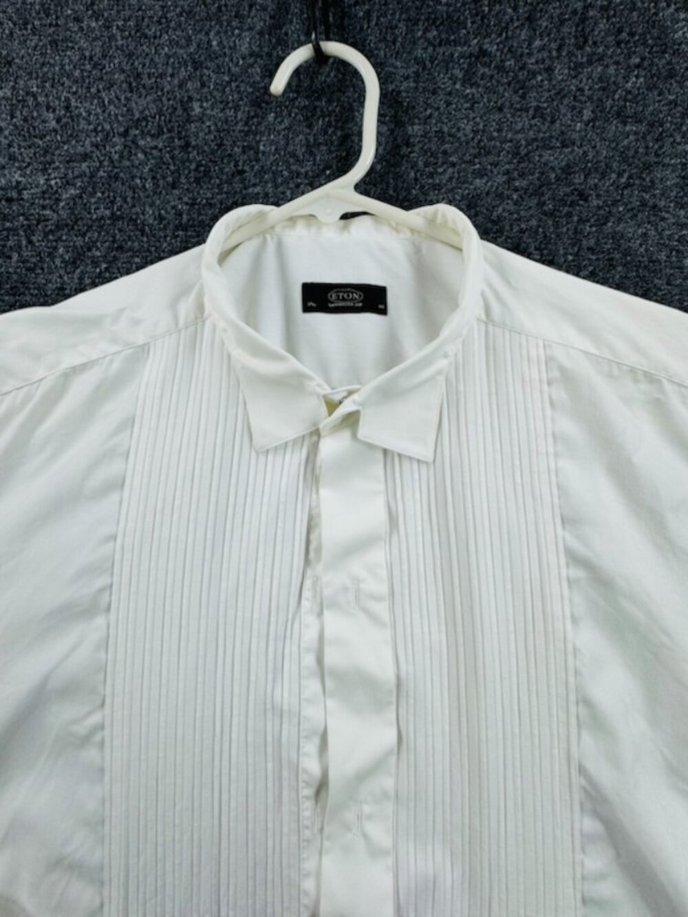 Eton Point All Cotton French Cuff 17.5 White Shirt Button Up Long Sleeve Solid